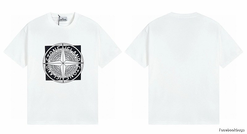 Stone Island Compass Print Street Style White T-Shirt
