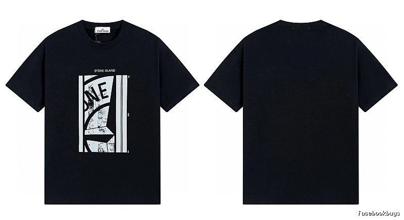 Stone Island Printed Street Style Black T-shirt