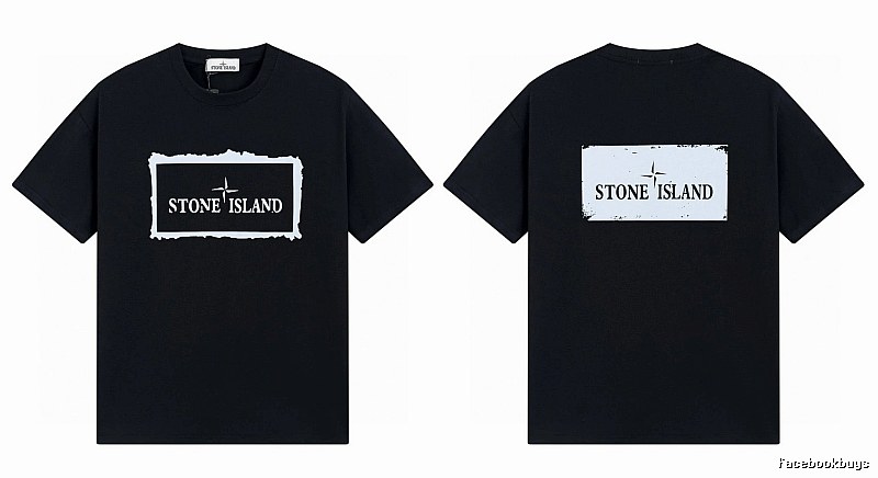 Stone Island Printed Street Style Black T-Shirt