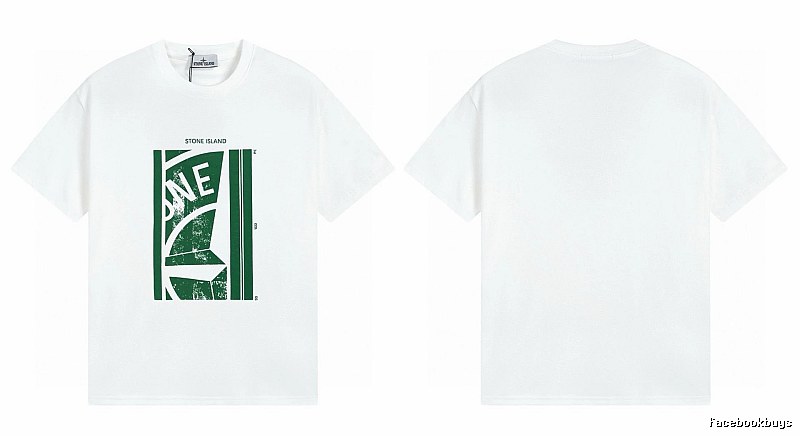 Stone Island Printed Street Style White Short Sleeve T-Shirt