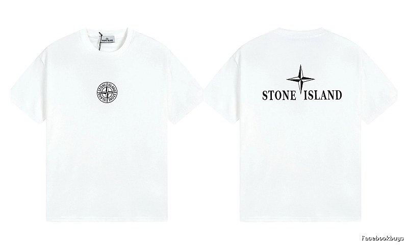 Stone Island Printed Street Style White Short Sleeve T-shirt