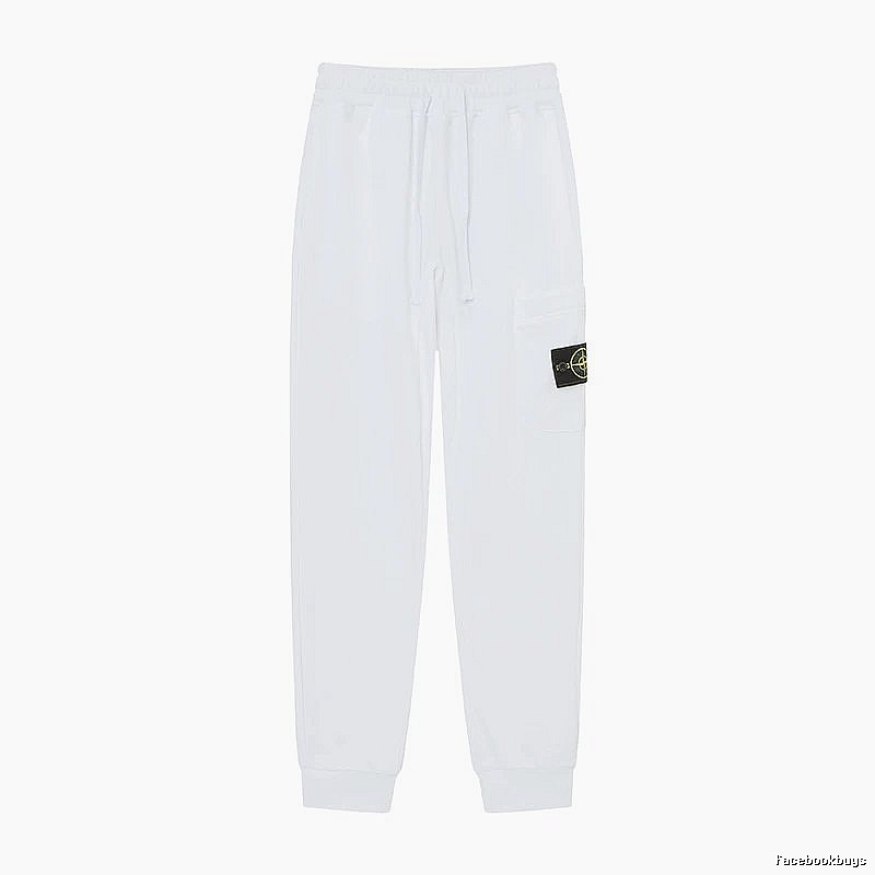 StoneIsland Badge Workwear Style White Sweatpants