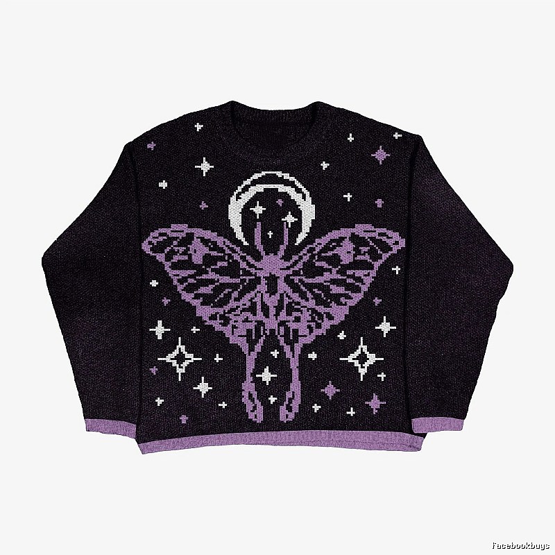 Streetwear Anime graphic sweater Black Knit Top with Logo Accent