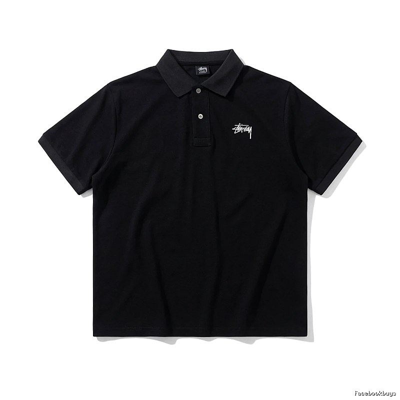 Stussy basic simple style black Polo shirt