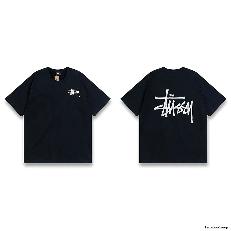 Stussy basic style simple black T-shirt