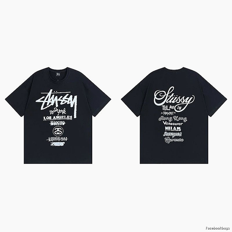 Stussy Black Spider Graphic T-Shirt Bold Graphic Logo