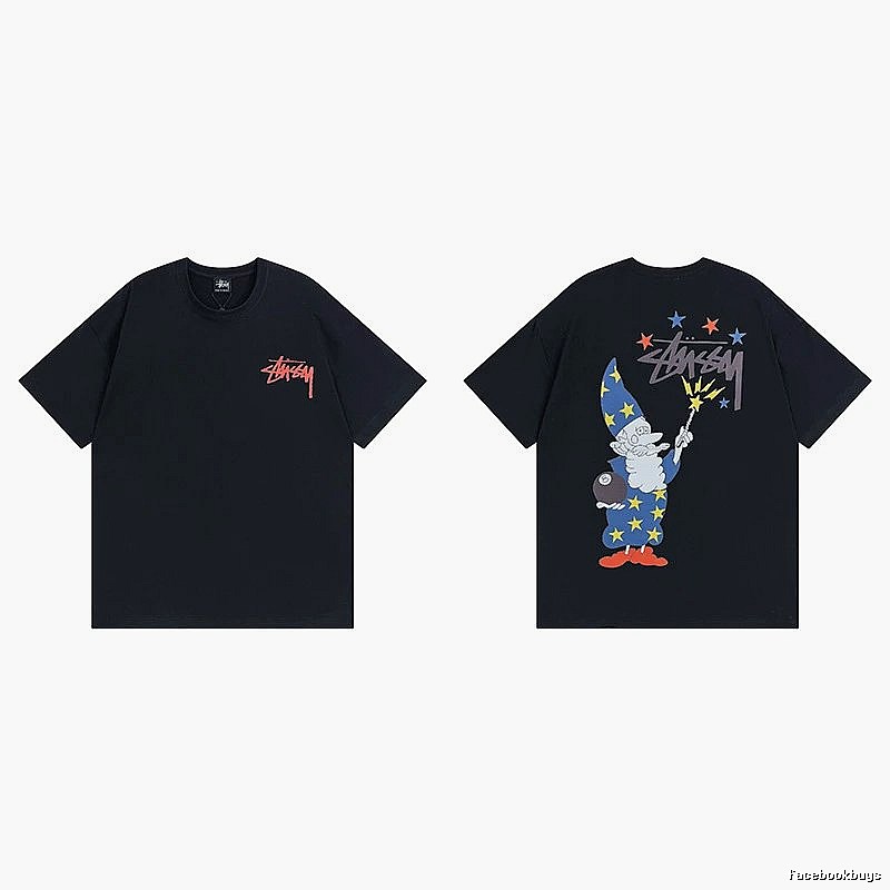 Stussy Black Spider Graphic T-Shirt Sport Casual Logo