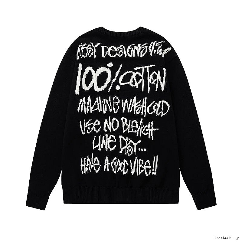 Stussy Black Swirl Graphic SweatShirt Relaxed Styling