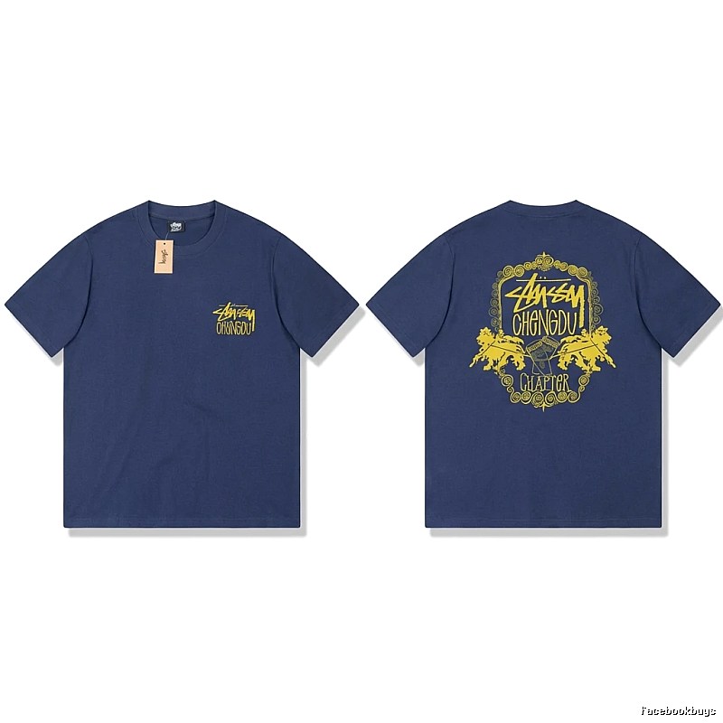 Stussy Chengdu Series Deep Blue Trendy T-shirt