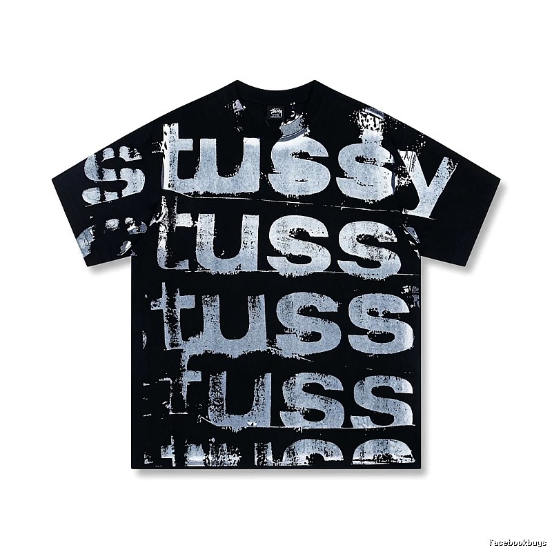 Stussy graffiti-style black T-shirt with letters