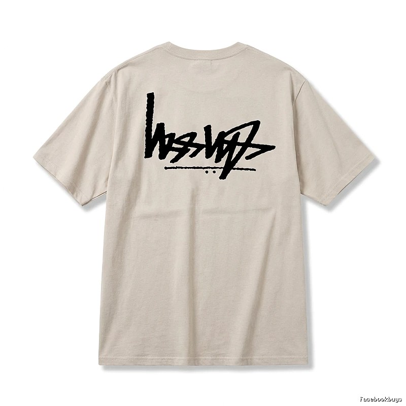 Stussy graffiti-style light gray T-shirt