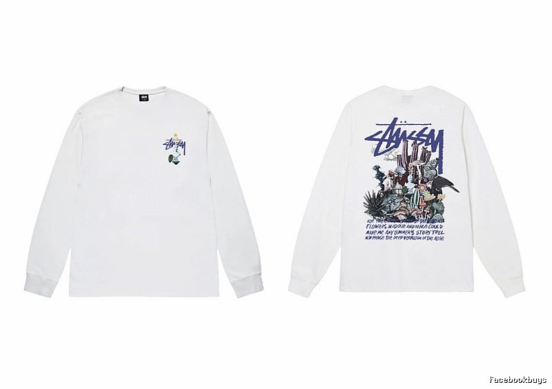 Stussy printed trendy white long-sleeve