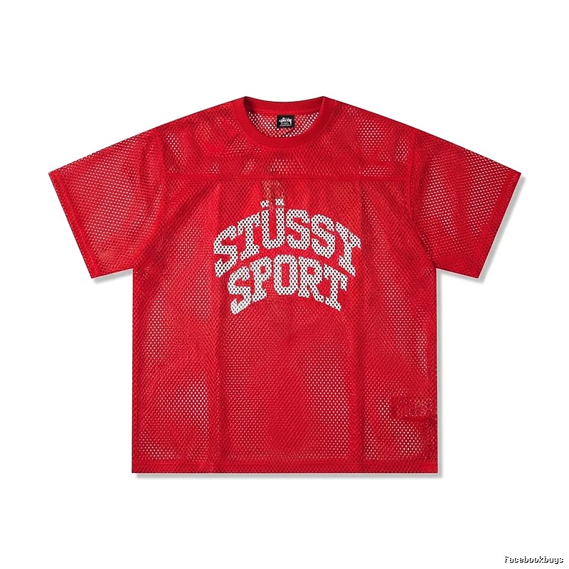 Stussy Sport series red trendy short-sleeved shirt.