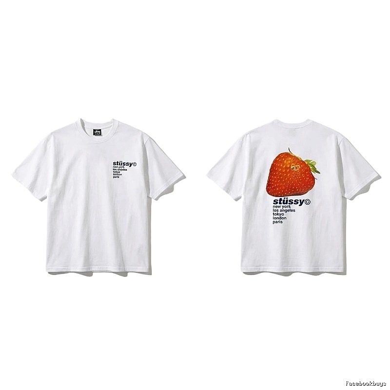 Stussy Strawberry Print White T-shirt