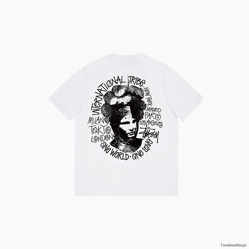 Stussy Summer Graphic T-shirt Black White Stussy with Bold Graphic