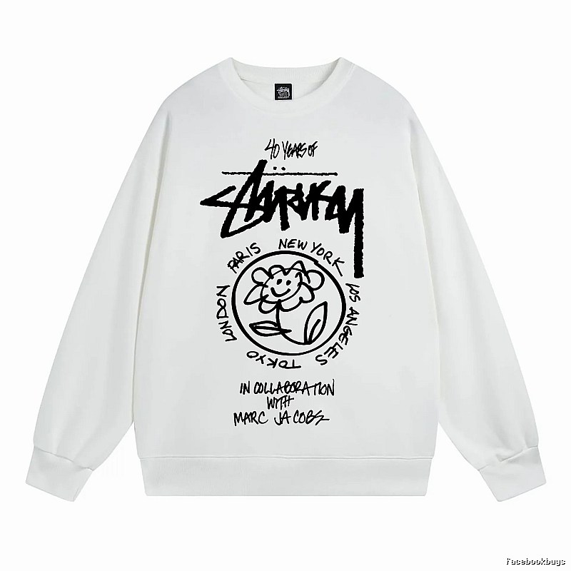 Stussy White Style 539 Graphic SweatShirt Airport Outfit