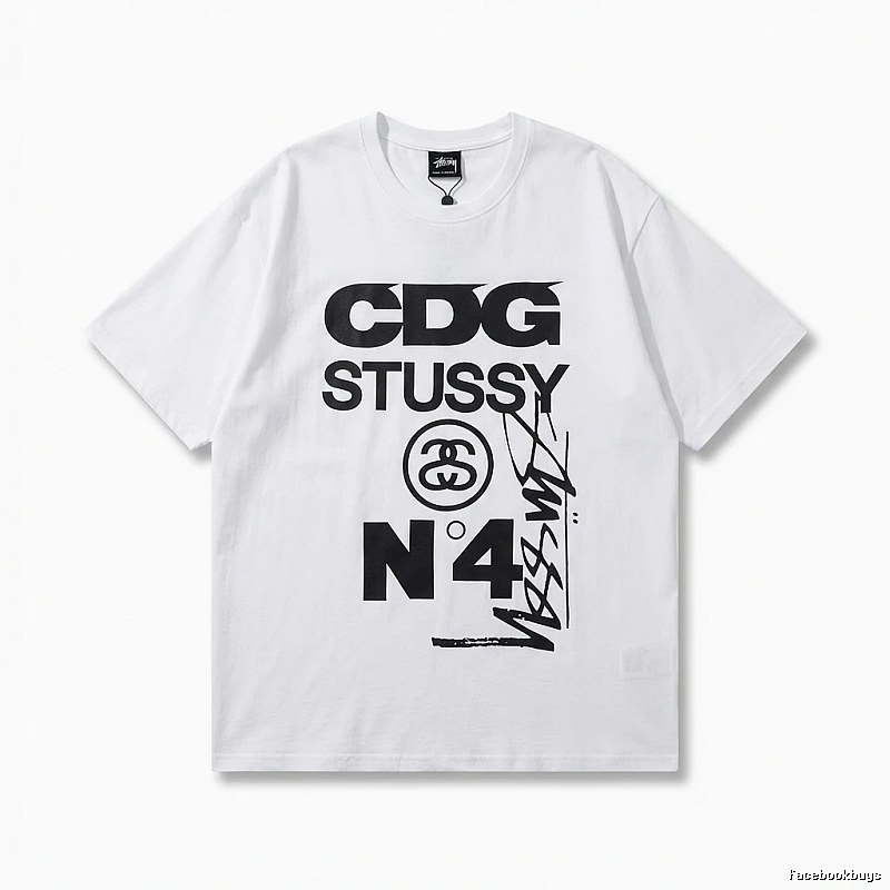 Stussy x CDG collaboration white T-shirt
