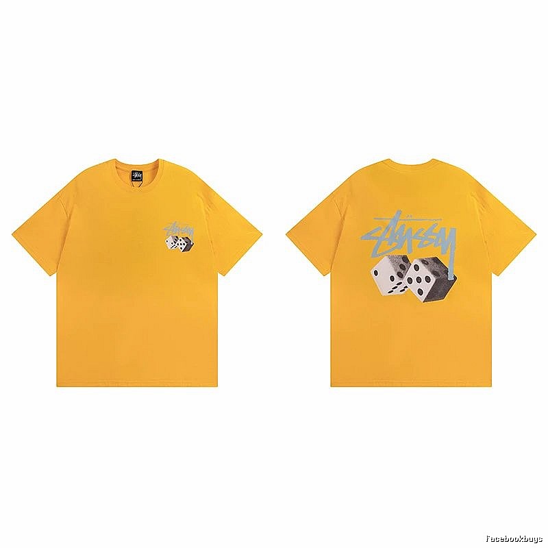 Stussy Yellow Spider Graphic T-Shirt Summer Styling Logo