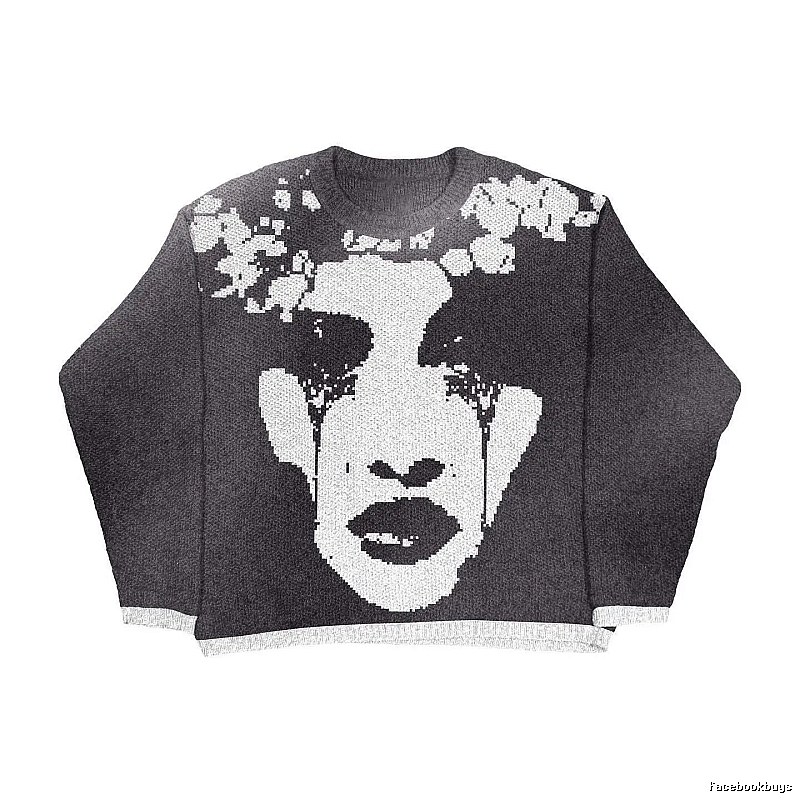 Summer Anime graphic sweater Black Knit Top with Clean Finish