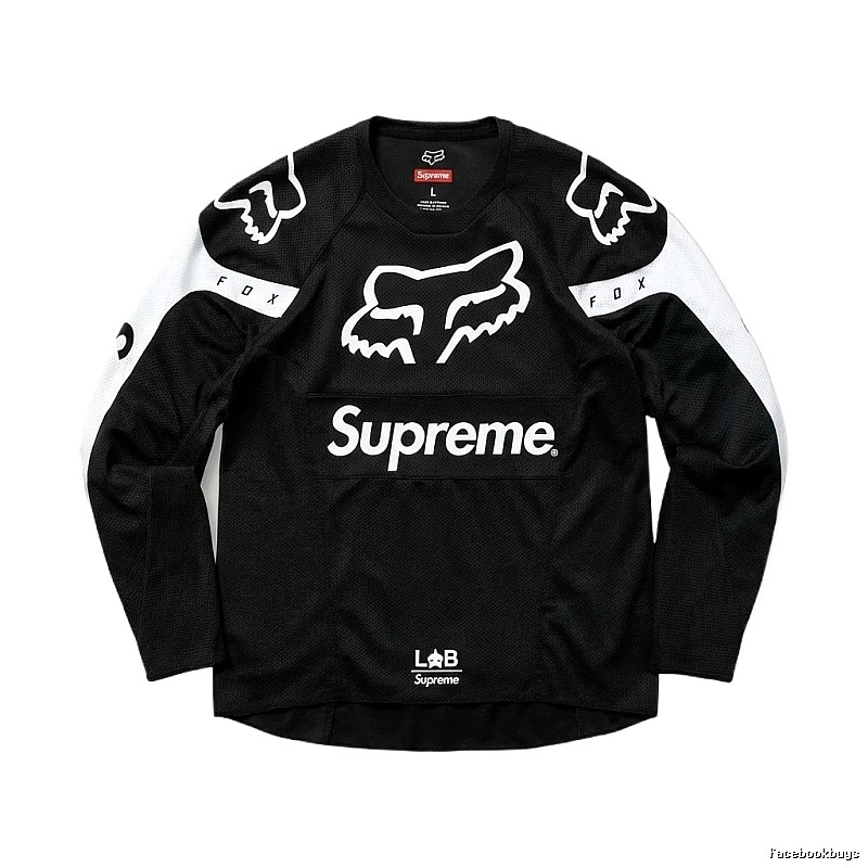 Supreme black and white trendy long-sleeved shirt