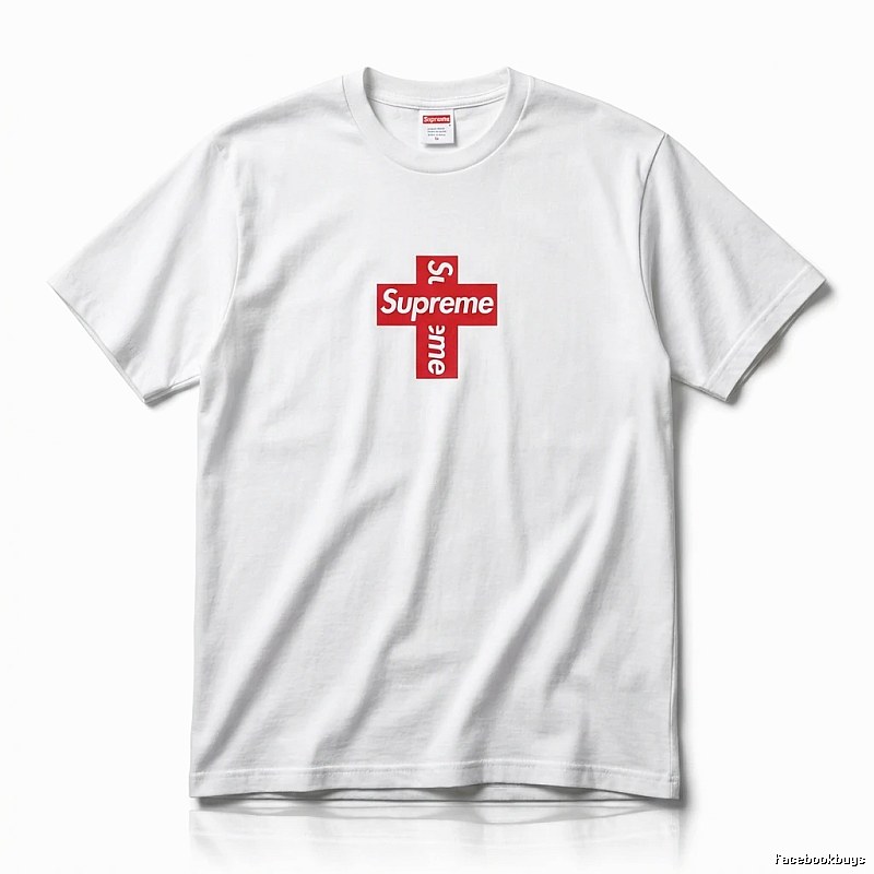 Supreme Cross Trend Brand White T-shirt