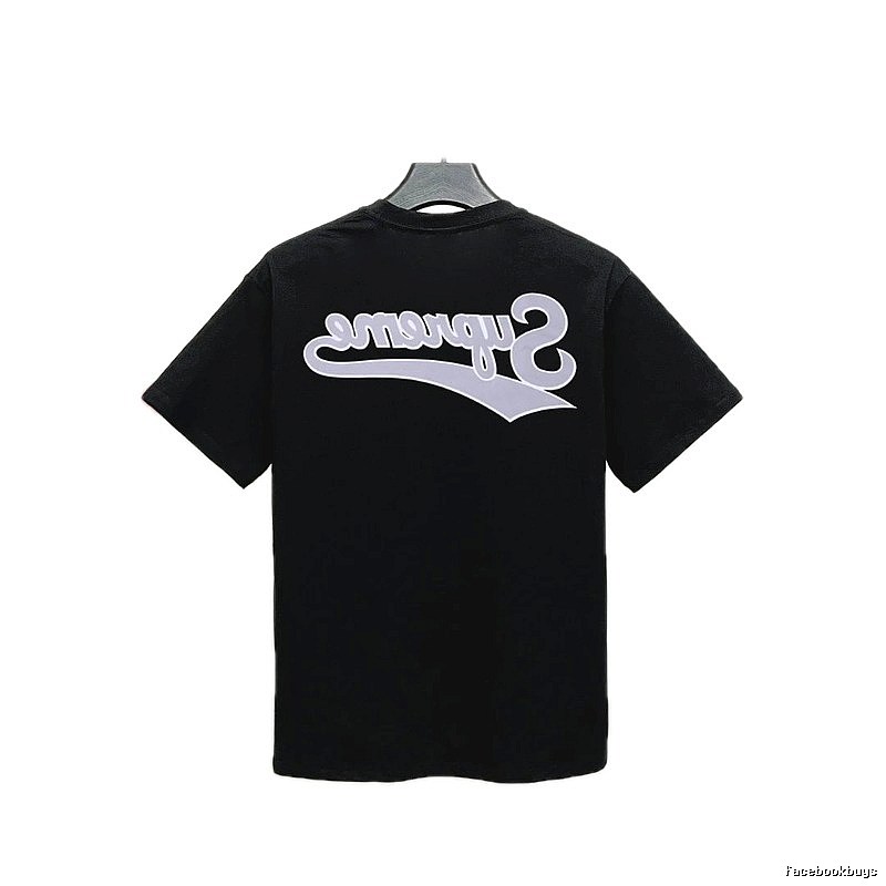 Supreme Inverted Logo Street Style Black Short-sleeve T-shirt