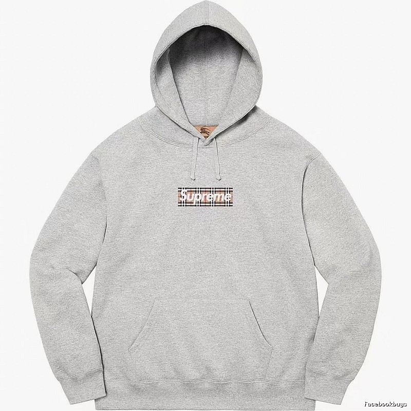 Supreme Logo Detail Logo hoodie Gray Red Oversized with Functional Detail