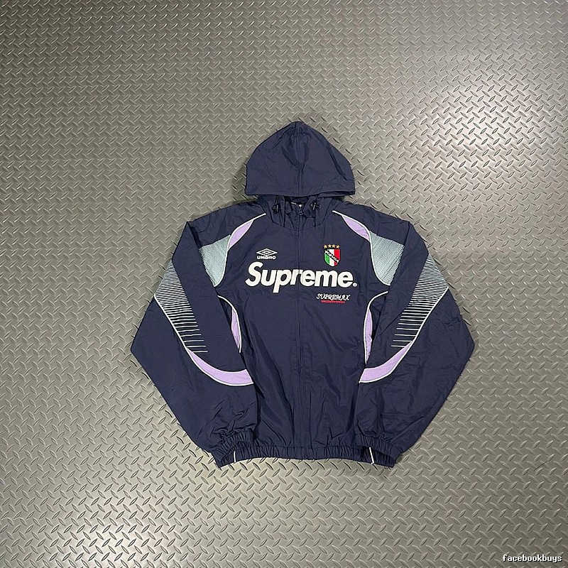 Supreme Navy Purple Hooded Track Jacket
