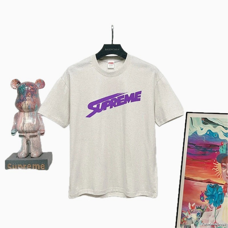 Supreme Printed Street Style Light Heather Grey Short-sleeve T-shirt