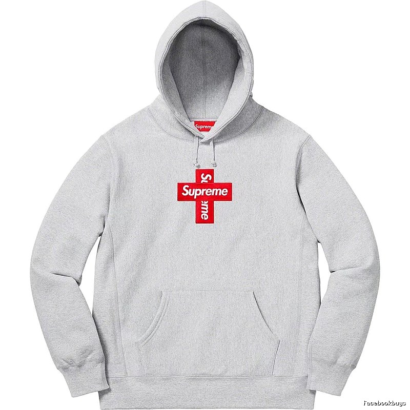 Supreme Streetwear Logo hoodie Gray Red Oversized with Logo Accent