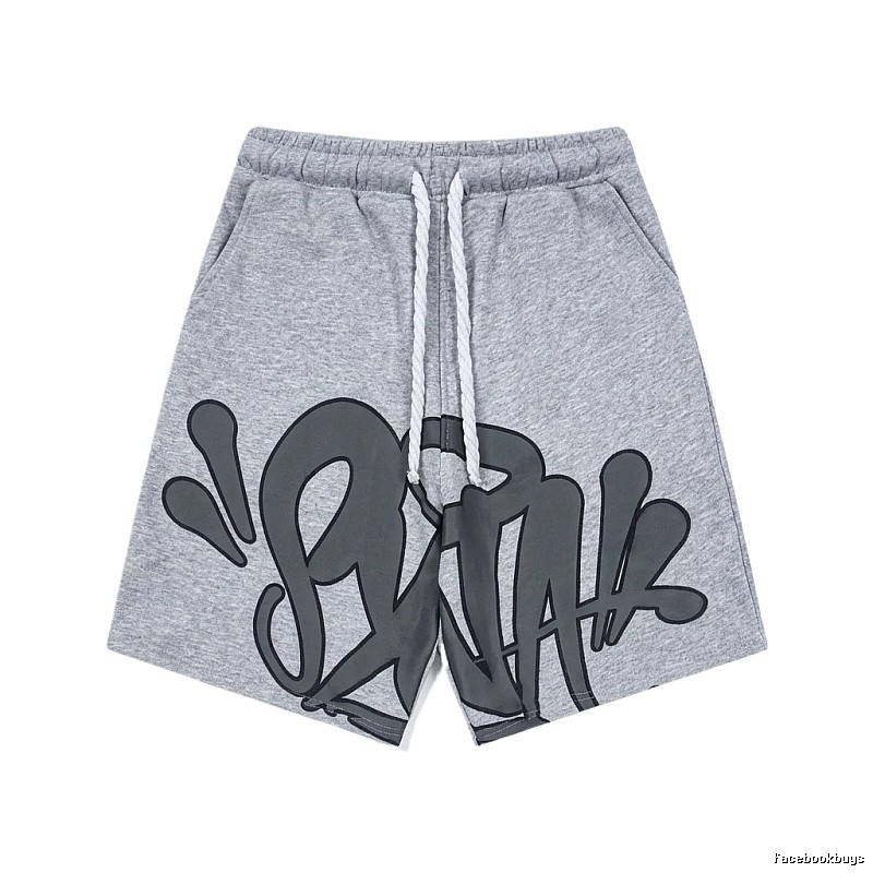 SynaWorld graffiti-style gray shorts