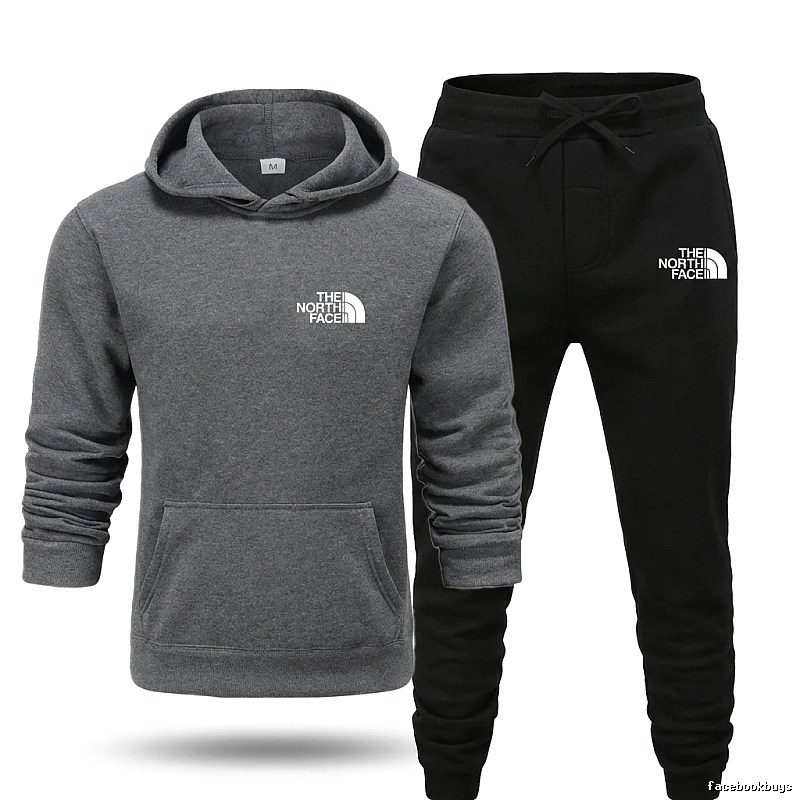 The North Face Simple Gray and Black Sportswear Set