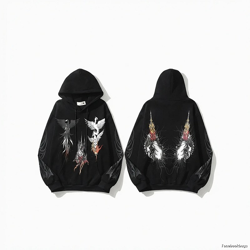 WDW Trendy Brand Chinese Style Embroidery Black Hoodie