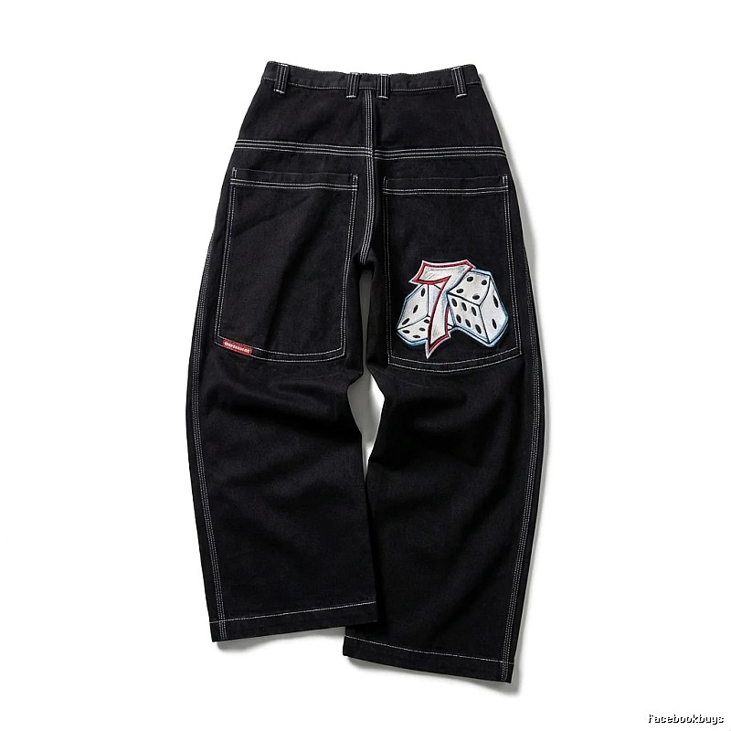 Y2K Dice Style Black Pants