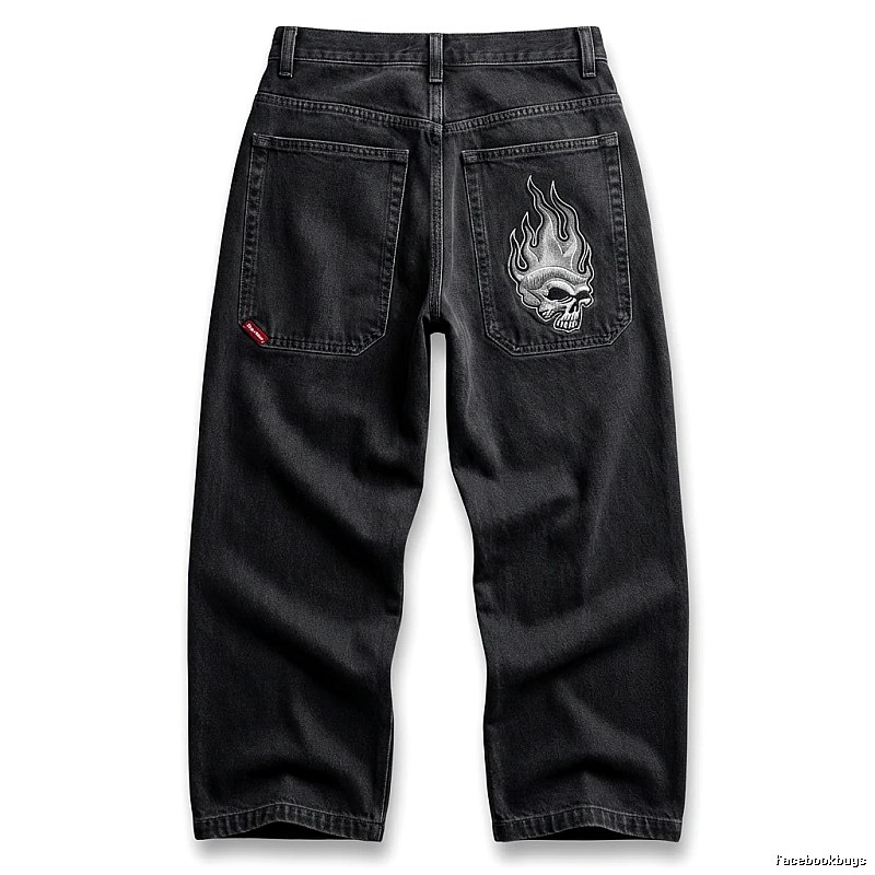 Y2K Fear of God Flame Black Denim Shorts